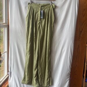 Nasty Gal Olive Green Wide-Leg Pants